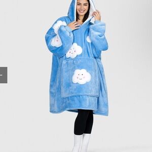 Cozy Blue Cloud Hoodie Blanket